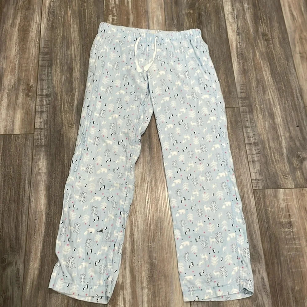 J. Crew Blue Penguin & Polar Bear Flannel PJ Pants size XS